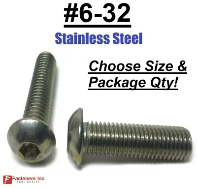 6-32 Button Head Socket Cap Screws Allen Bolts 18-8 Stainless Steel CHOOSE SIZE • $11.06