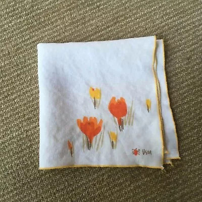 Vintage Vera Newmann Dinner Napkin Red Yellow Tulip Signed Bee 15X15 • $6