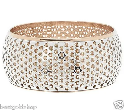 Steel By Design Bold And Wide Cutout Bangle Bracelet Two-Tone Steel Rose J272078 • $26.55