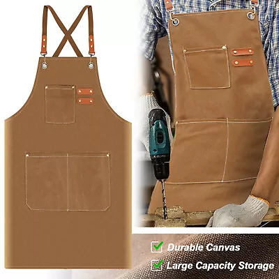 Mens Aprons Canvas Vintage Apron Heavy Duty For Woodworking Gardening Work Shop  • $57.99