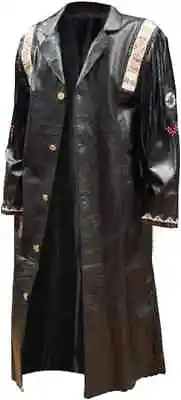 Men's Native American Western Leather Long Coat Beaded Work With Friges • $179.99