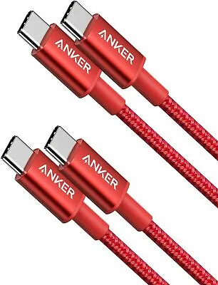 $34.99 • Buy Anker 2-Pack USB C To USB C Cable 6ft 60W Type C Nylon PD Charging Cable Red