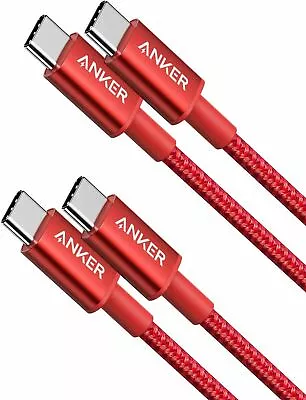 Anker 2-Pack USB C To USB C Cable 6ft 60W Type C Nylon PD Charging Cable Red • $34.99