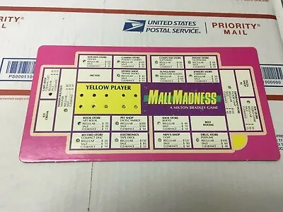 Mall Madness Yellow Player Card 1989 Board Game REPLACEMENT  Parts • $7.99
