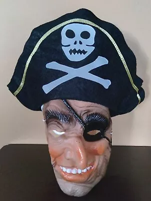 Vintage Pirate Rubber Latex Halloween Mask With Attached Hat • $29.95