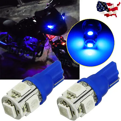Ultra Blue 5-SMD 2825 168 194 LED Bulbs For Motorcycle Bike Parking Lights • $9.99