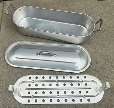 Alluminum 60s Fish Poacher Steamer Kettle Baking Pan 3pcs  ENAC  Made Italy CANE • $64