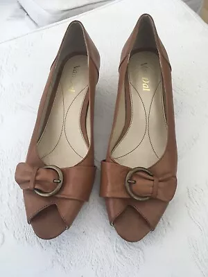 Van Dal Peep-toe Tan Leather Court Shoes. UK Size 5.5.  Beautiful Condition • £15