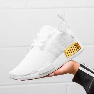 $70 • Buy Near New ADIDAS NMD R1 Cloud White Metallic Gold Sneakers - Womens US 7 #29405