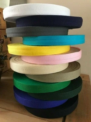 Cotton Acrylic Blend HERRINGBONE Twill WEBBING 25mm Wide Tape Sew Strap Crafts • £4.80