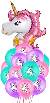 $12.99 • Buy 16PCS Unicorn Balloon Set Party Supplies Girls Birthday Decoration