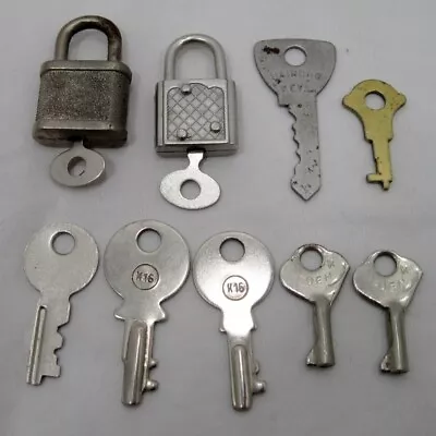 Lot 7 Tiny Keys Steel & 2 Mini Locks With Keys For Luggage Diaries Display Decor • $15