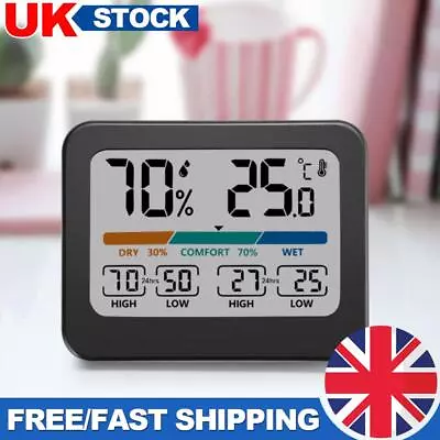 Digital Room Thermometer Temperature Humidity Monitor Max Min Records Smart Home • £8.59