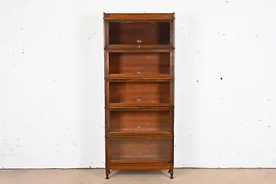 Antique Arts & Crafts Mahogany Five-Stack Barrister Bookcase By Hale 1920s • $3295