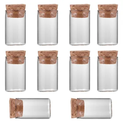 10PCS Miniature Glass Jar Handbag Charms Tiny Vials Cork Clear Glass Vials • $10.63