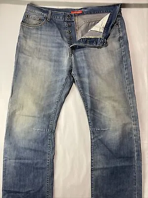 Ed Hardy Denim Skulls Design Relax Medium Wash Jeans Men’s Size 38x32 Button Fly • $100