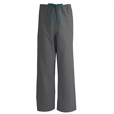 AngelStat Reversible Drawstring Scrub Pants - Charcoal Small - White Tie • $10.99