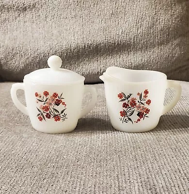 Vintage Fire King Creamer And Lidded Sugar Bowl Primrose Pattern Made In USA • $19.99