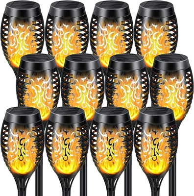 £8.35 • Buy 12 LED Solar Torch Lights Outdoor Garden Path Dancing Fire Flickering Flame Lamp
