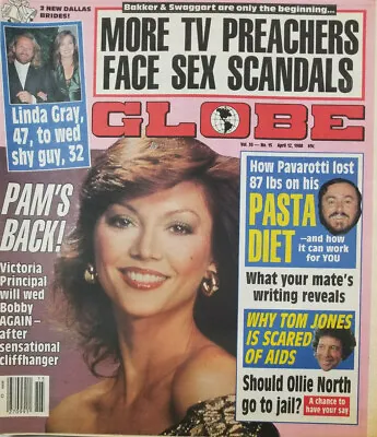 Globe Magazine Aug 12 1988 Victoria Principal Back - Linda Gray - Tom Jones AIDS • $19.95