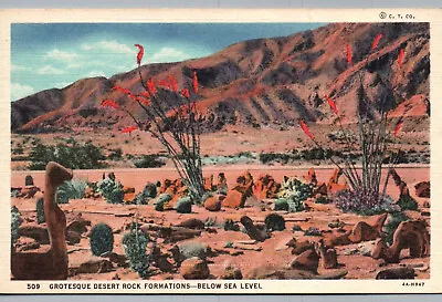 Vintage Linen Postcard View Of Grotesque Desert Rock Formations Below Sea Level • $4.60