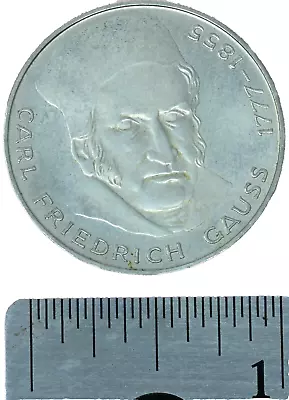 1977-J Germany 5 Mark SILVER Coin 200th Anniv. Of Birth Of Carl F. Gauss AU+ • $14.99