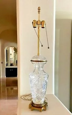 MARBRO MCM Vtg. Hollywood Regency ONE Lrg. European Cut Glass Urn Lamp 2 AVAIL. • $550