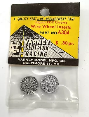 VARNEY Slot Lok Racing - Jaguar XK-E Chrome Wire Wheel Inserts A304 - NOS • $12.95