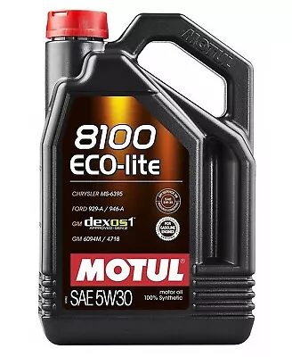 Motul Fully Synthetic Engine Motor Oil - 8100 ECO-LITE 5W30 - 5 Liter • $39.95