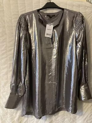 £16.99 • Buy Next Metallic Silver Long Sleeve Top Size 22