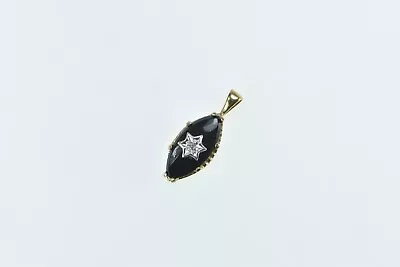 14K Marquise Black Onyx Diamond Vintage Pendant Yellow Gold *51 • $169.95