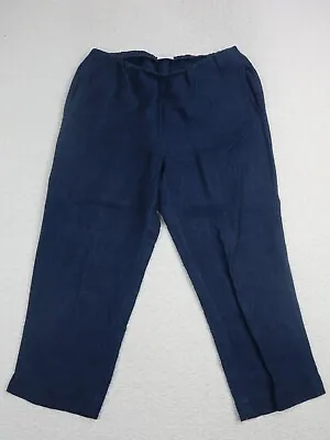 J. Jill Women's Pants Size Small Linen Blend Straight Leg Blue Stretch Knit Pure • $12.88