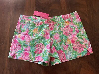 Lilly Pulitzer LARGE Pear Necessities OCEAN VIEW SHORTS Elastic Pull-On 5  NWT • $62.50