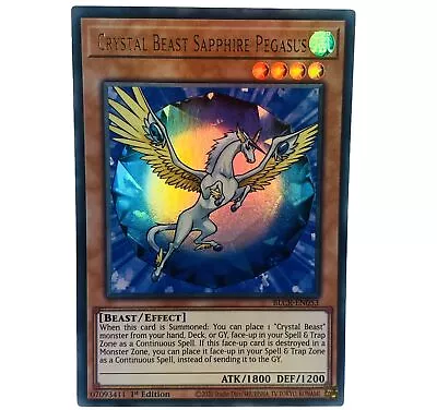 YUGIOH Crystal Beast Sapphire Pegasus BLCR-EN053 Ultra Rare 1st Edition NM-MINT • £0.99