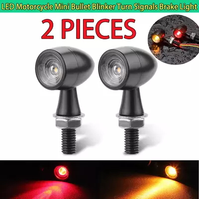 2 Mini Motorcycle LED Bullet Turn Signals Blinker Light Indicator Amber Red Lamp • $13.88