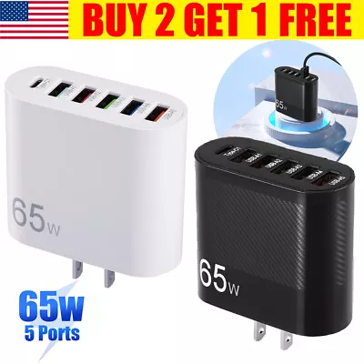 5 USB Type C Fast Wall Charger PD 65W QC3.0 Adapter For MacBook IPhone Samsung • $7.92