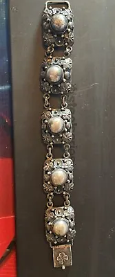 Heavy Vintage Sterling Silver Panel Bracelet - Denmark 7”  38.56g • $101.99
