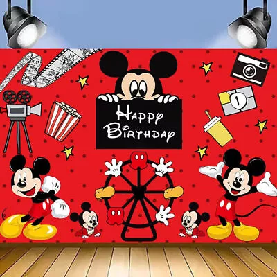 Mickey Mouse Backdrop Birthday Party Banner Home Studio Background Supplies  • $20.15