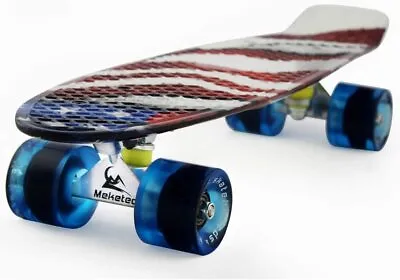 Meketec Completed 22  Skateboard Mini Cruiser For Kids - US Flag - 6  Wide Deck • $35.95