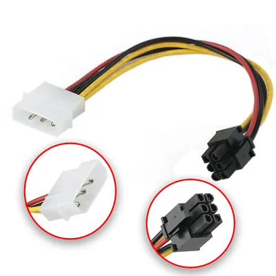 4 Pin Molex To 6 Pin PCI-Express PCIE Video Card Power Converter Adapter Cable • $6.30