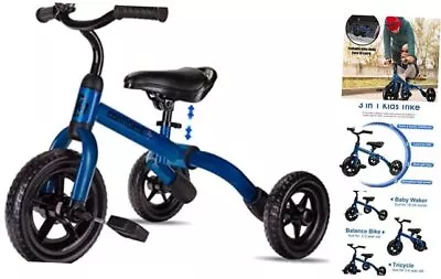  3 In 1 Tricycle For Toddlers Age 2-5 Years Old Folding Kids Balance Blue • $110.12