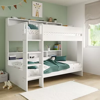 White Bunk Bed With Storage Shelves - Aire AIR001 • £359.92