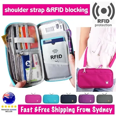 $13.95 • Buy RFID Travel Wallet Passport Card Holder Pouch Organiser IPhone Zip Case Strap