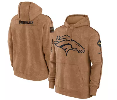 Men's Denver Broncos Brown 2023 Salute To Service Club Pullover Hoodie • $62.99