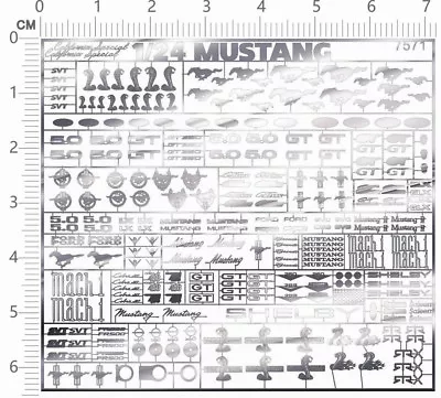 Chrome(metal) Decals 1/24 Mustang For Model Kits (silver) 7571D • $8.99