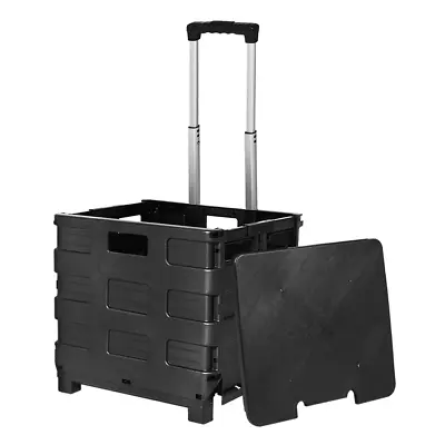 Grocery Basket Foldable Shopping Cart Trolley Wheels Folding Crate Portable AU • $42.99