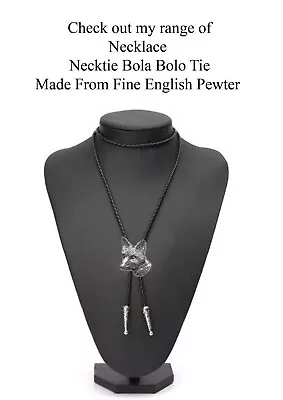 Pewter Fox Head Necklace Western Cowboy Necktie Bola Bolo Tie A6 Unisex  • £12.99