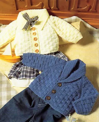 Baby Boys Raglan Jacket Basket Weave Style Cardigan KNITTING PATTERN DK 16 - 26  • £2.15