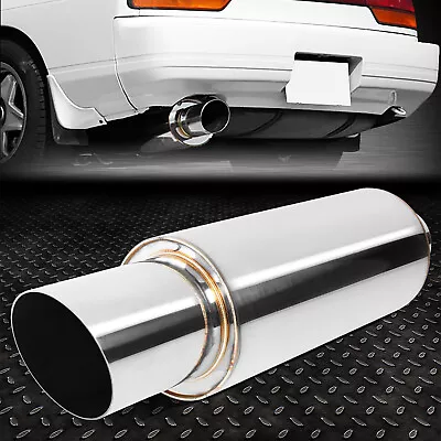 2 OD Inlet Stainless Steel Straight-Through Exhaust Muffler 3  OD Diagonal Tip • $31.88