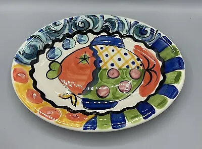 Vintage 1994 Vicki Carroll SPLISH SPLASH D￼inner  Serving Plate  Nautical  Fish • $38